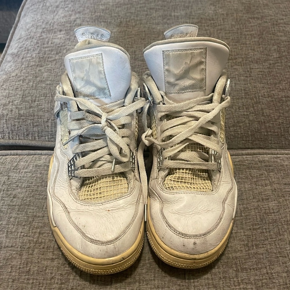 Size 11 - Nike Air Jordan 4 Retro Mid Pure Money Used White Silver No Box